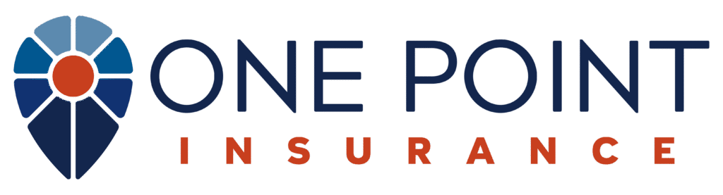 A location-pin style icon beside the words One Point Insurance. In color.