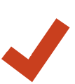 Icono: Marca de verificación roja. Icon: Red checkmark.
