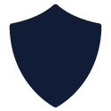 Icono de seguro: escudo azul oscuro. Insurance Icon: dark blue shield.